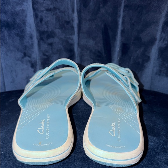 Clarks Cloudsteppers Breeze Maye Women's Sky Blue Slide Sandals Size 8 - Picture 3 of 6